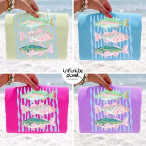 Pastel Glitter Fish PNG, Coastal Preppy Lake Life Sublimation Design (Digital Download) image 2