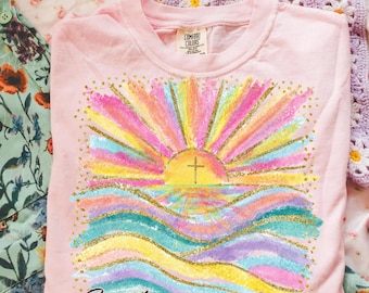 Sunshine and Jesus PNG, Pastel Christian Summer Sublimation Design, Watercolor Faith Shirt Graphic Download