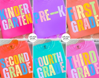 Preppy back to school bloemenbundel png, ontwerpen voor de eerste schooldag, kleuterschool tot derde klas, retro lerarenshirt neonsublimatie