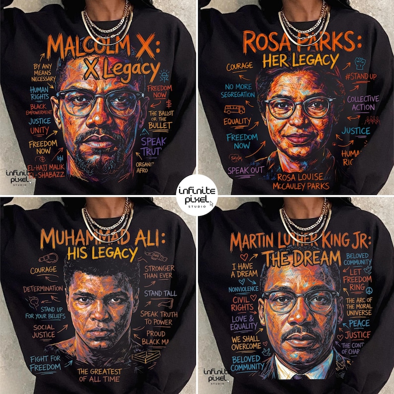 Svart historia PNG-paket, handritad neonskiss med porträttstil, illustrationsset med kulturellt arv, Juneteenth PNG bild 1