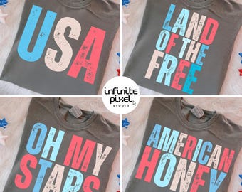 Happy Fourth Of July PNG Distressed Trendy Summer Tshirt Design 4th of July USA PN