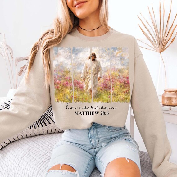 He Is Risen Matthew 28:6 PNG, Jesus Walking Art, Christian Easter Faith Design, Religious Spring Shirt PNG