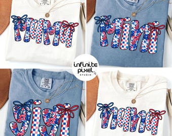 Fourth of July Family PNG, Patriotic Mom Png, USA Flag Floral Png, Red White Blue Mama Design, 4th of July Sublimation, American Mama PNG