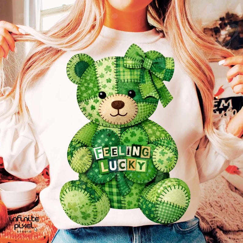 St Patricks Teddy Bear PNG, Feeling Lucky Ransom Note PNG, Shamrock ...