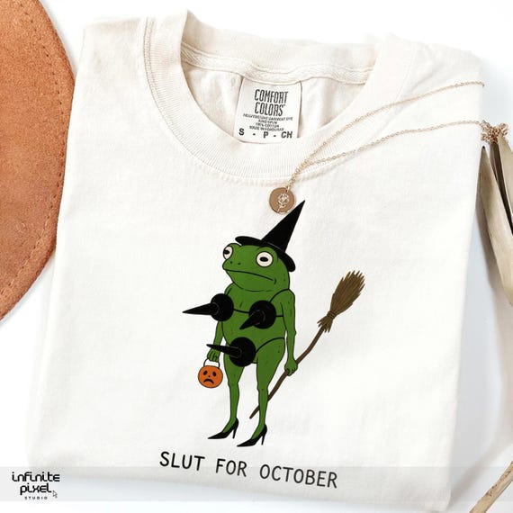 Funny Witch Frog PNG | Slut for October Halloween Design | Spooky