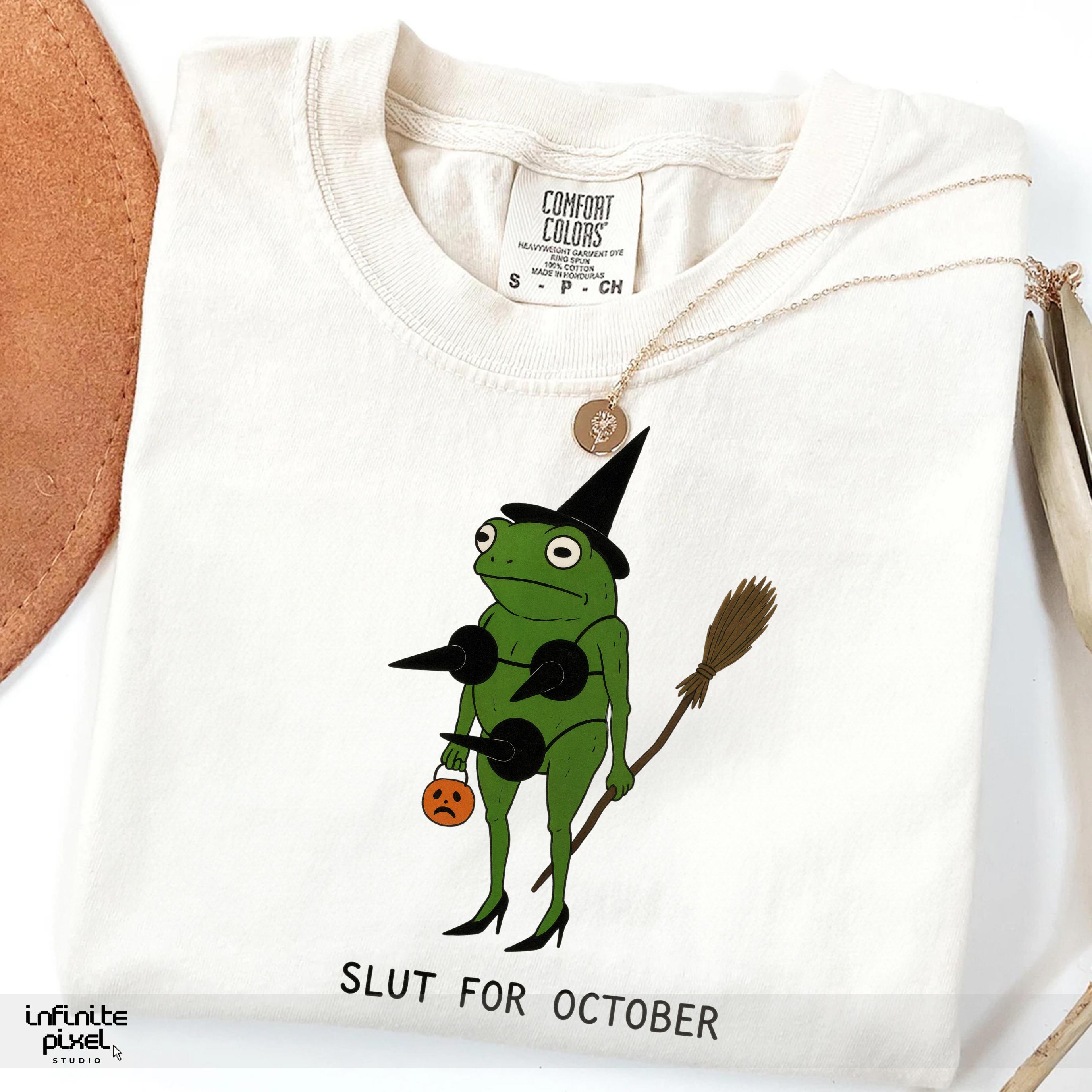 Funny Witch Frog PNG | Slut for October Halloween Design | Spooky