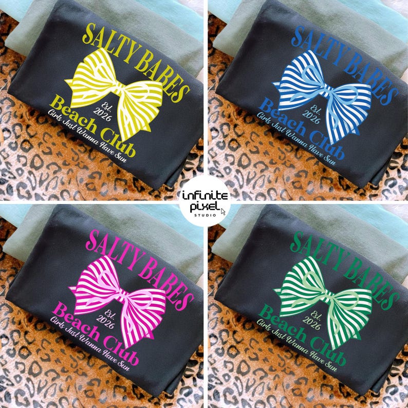 Salty Babes PNG, Coquette Bow Png, Neon Summer Png Shirt Designs, Trendy Summer Beach Png Coquette png Beach Aesthetic png, preppy beach png image 3