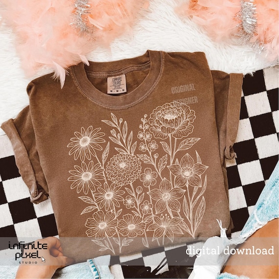 Retro Wildflower Bouquet PNG, Vintage Boho Floral Clipart, Whimsical Spring Flowers PNG, Coquette Aesthetic Flower Png, Trendy Floral PNG