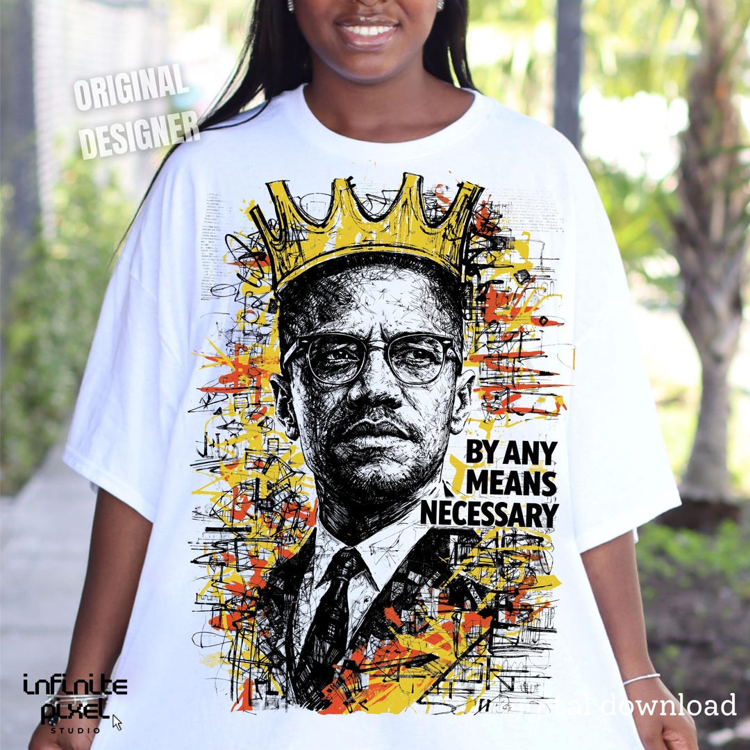 Malcolm X Portrait PNG, by Any Means Necessary Art, Black History
