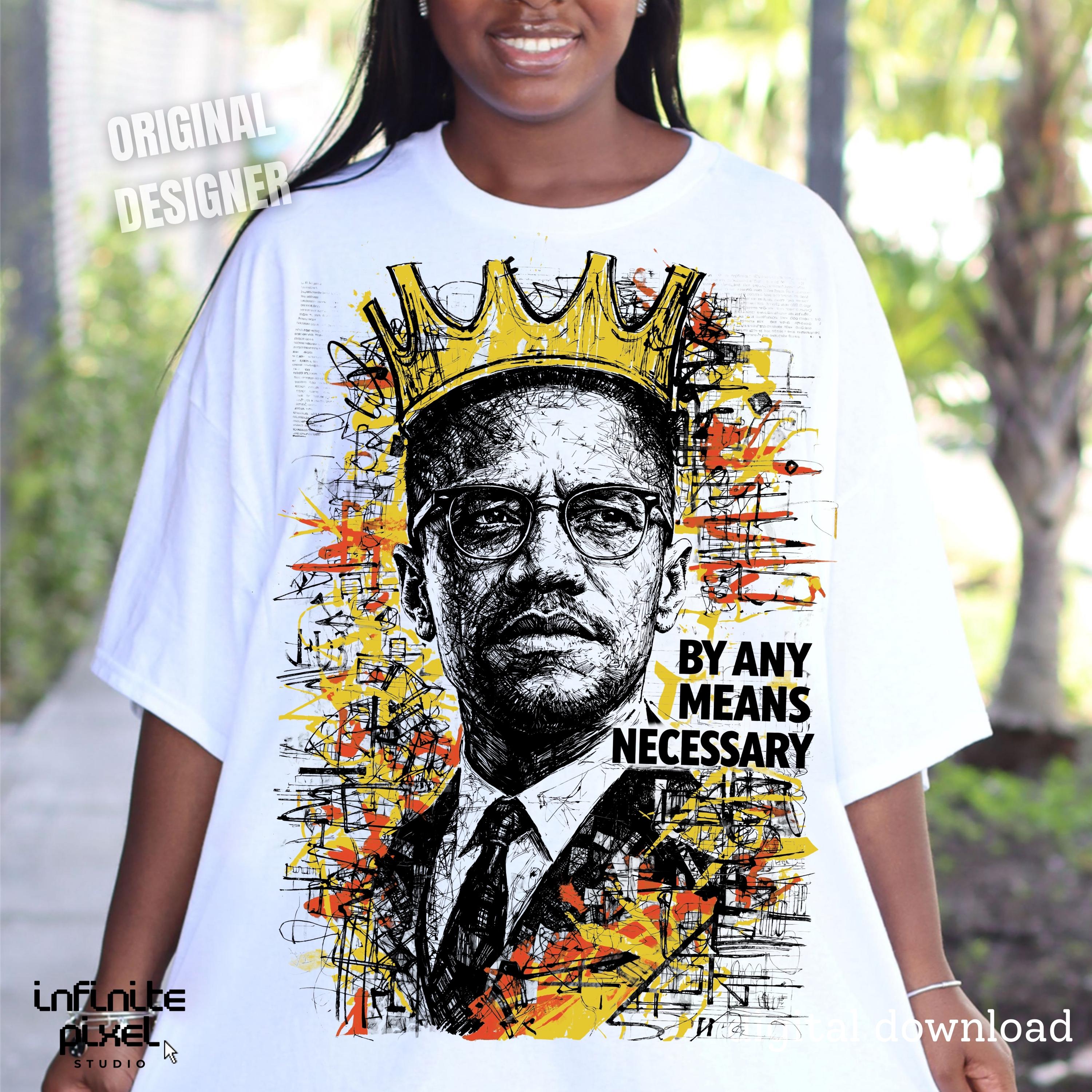 Malcolm X Portrait PNG, by Any Means Necessary Art, Black History