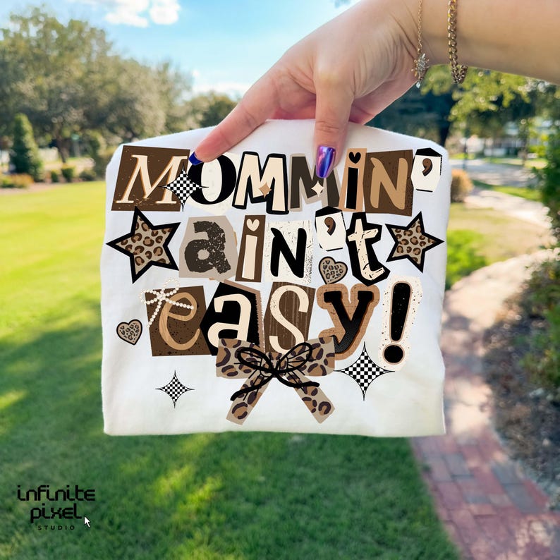 Mommin Aint Easy PNG, Ransom Note Style Mama Design, Leopard Bow ...