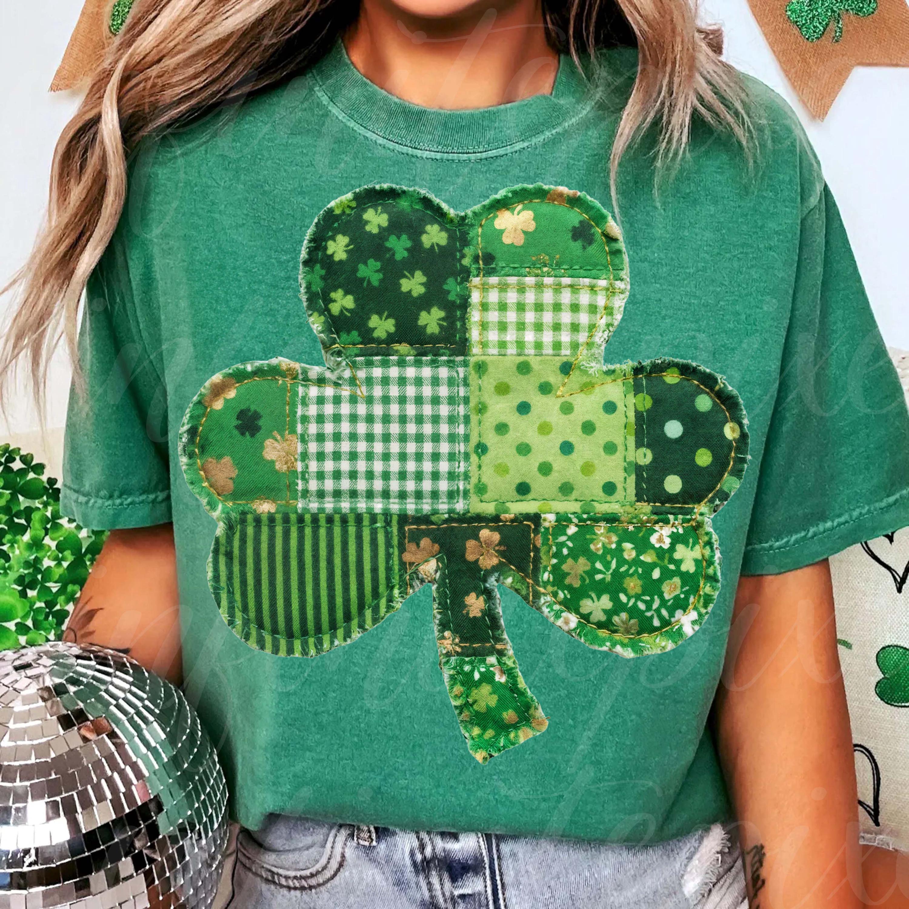 Patchwork Shamrock PNG, St Patrick’s Day Shamrock Png, Green Fabric ...