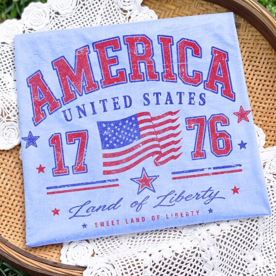 America 1776 PNG, 4th of July Sublimation Design, Patriotic USA Shirt Graphic, Red White Blue Independence Day Download