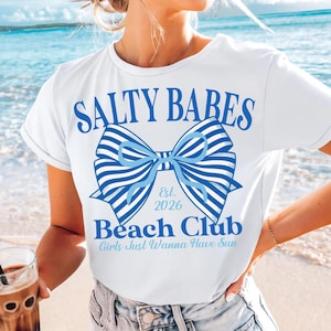 Salty Babes PNG, Coquette Bow Png, Neon Summer Png Shirt Designs, Trendy Summer Beach Png Coquette png Beach Aesthetic png, preppy beach png image 4