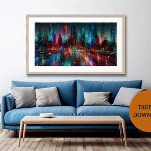 Abstract City Lights Digital Print | Vibrant Urban Wall Art | Modern Cityscape Printable | Night Skyline | Contemporary Decor