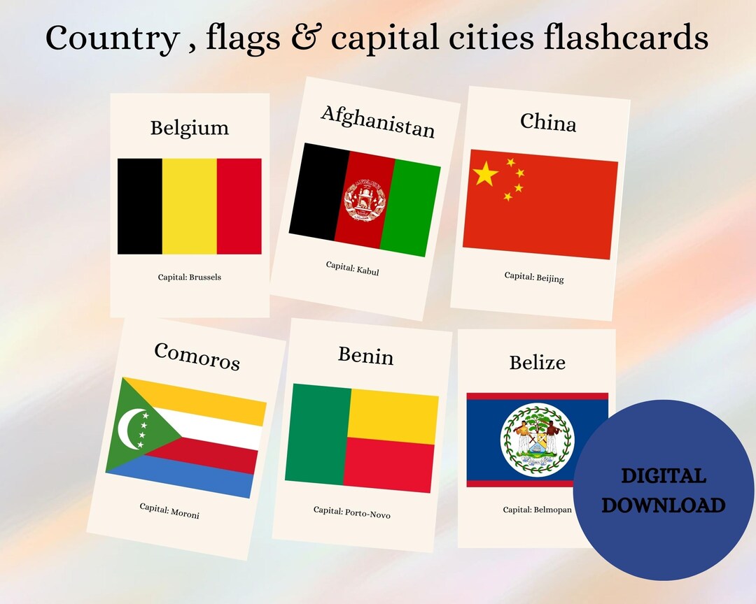 Printable 195 Country Capital And Cities Flashcards Un Countries
