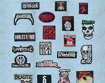 Parche bordado de música rock para planchar o coser en chaquetas, bolsos y chalecos.