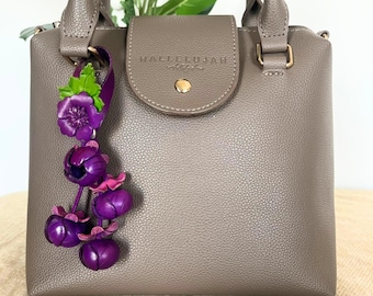 Leather Flower Keychain | Handmade Bag & Purse Charm | Floral Keyring | Gift for Her