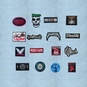 Rockmuziekpatch, geborduurd, opstrijkbaar of opnaaibaar embleem voor jassen, tassen en vesten.