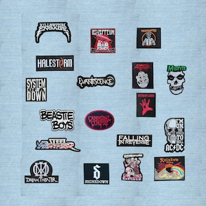 Rockmuziekpatch, geborduurd, opstrijkbaar of opnaaibaar embleem voor jassen, tassen en vesten.