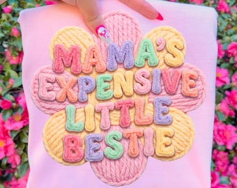Mama’s Expensive Bestie Toddler PNG | Yarn Kids Design | Little Girl Sublimation Digital Download