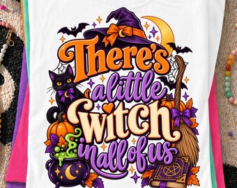 There's a Little Witch In All of Us PNG, Halloween PNG, Witchy Halloween Cut File, Vintage Witchcore Cat Cauldron, Spooky Season Design