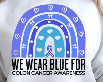 Bewustzijn van darmkanker, png PNGEgg | Coquette darmkanker png PNGEgg | Shirt met regenboogblauw lint tegen colorectale kanker