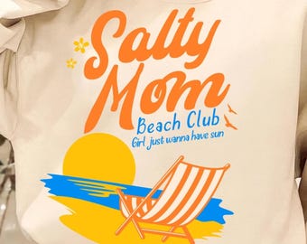 El club de playa PNG SVG, diseño moderno de chica playera de verano, gráfico retro estético divertido para mamá