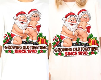 Cadeau de Noël personnalisé pour couple (format PNG), vieillir ensemble, cadeau de Noël humoristique pour mari et femme, ornement en bois personnalisé