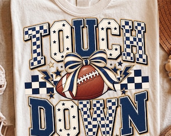 Touchdown PNG / Design con fiocco da football preppy / Maglietta per il giorno della partita / Mamma del football / Grafica per cheerleading e sport