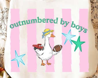 PNG de Mamá Ganso, Diseño Superada en Número por Hijos, Gráfico de Ganso a Rayas para Mamá Preppy, Regalo del Día de la Madre para Mamá de Niño, Lindo Diseño de Camiseta para Mamá