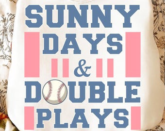 Journées ensoleillées et jeux doubles PNG SVG | Noeud de baseball Coquette | Chemise preppy le jour du match pour maman | Téléchargement numérique