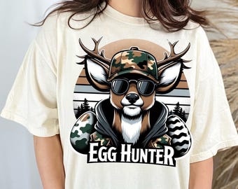 Retro Deer Hunter PNG | Kids Easter Sublimation Digital Download | Deer Buck with Backward Cap Hunting PNG | Egg Hunter Boys Easter PNG