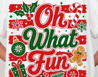 Oh What Fun PNG SVG / Diseño navideño a rayas / Gráfico navideño de muñeco de nieve / País de las maravillas invernal moderno y preppy PNG