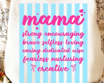 PNG Floral Mama, Diseño de adjetivos "Ella es mamá", Gráfico de sublimación para camiseta de mamá del Día de la Madre