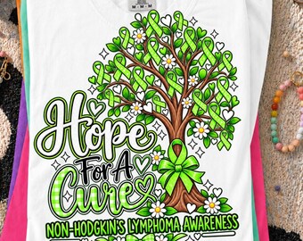 Hope for A Cure Non-Hodgkin's Lymphoma Awareness PNG, Hodgkins Lymphoma PNG, Lime Green Cancer PNG, Lymphoma Cancer Shirt