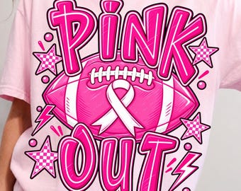 Pink Out Breast Cancer Cheer PNG | Bow In October We Wear Pink Tee | Football Breast Cancer Awareness Shirt