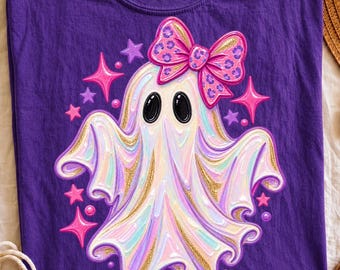 Preppy Ghost Coquette PNG | Coquette Ghost Bow PNG | Girly Fall Halloween Design | Pink Ghost Halloween PNG