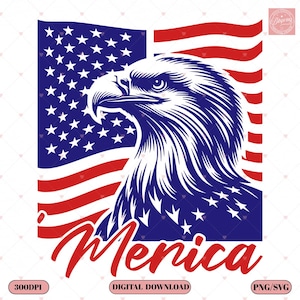 Cool Patriotic Eagle with Sunglasses PNG SVG – ‘Merica 4th of July Bald Eagle Design, Retro USA Flag Bandana Sublimation