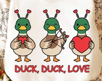 Pato Pato Amor PNG SVG / Divertido Diseño de Cupido de San Valentín de Ganso / Descarga Digital de Corazón Tonto
