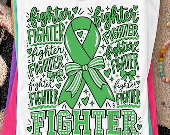 Fighter Cancer Ribbon PNG SVG, Non-Hodgkin’s Lymphoma Awareness, Green Ribbon Fighter, Lymphoma Cancer Shirt Design