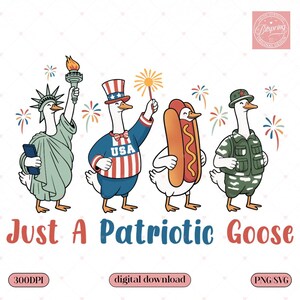 Patriotic Goose PNG SVG | 4th of July Silly Goose Clipart | Funny USA Goose Sublimation Design | Independence Day Digital Download