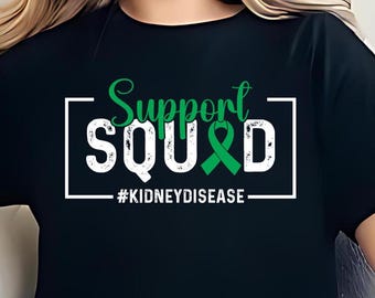 Kidney Disease PNG Awareness Team | Support Squad Kidney Disease PNG | Green Ribbon Awareness Kidney Transplant Survivor PNG