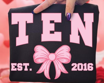 Strik 10e verjaardag, png | Feestvarken flirt | Esthetische roze strik | Digitale download