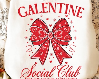 PNG SVG del Día de Galentine / Diseño del Club Social Galentine / Descarga digital de San Valentín con lazo de corazón coqueto