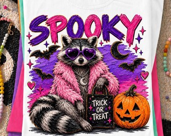 Spooky Raccoon PNG, Halloween Raccoon PNG, Creepy Cute Raccoon Ghost Design, Feral Girl Shirt, Halloween Mama Sublimation Digital Download