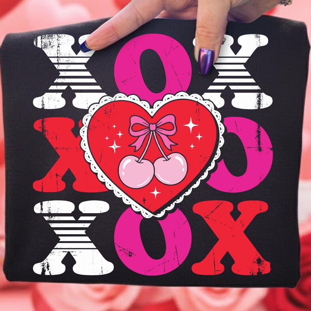 XOXO Valentine PNG SVG | Pink Red Heart Coquette Design | Retro Girly ...