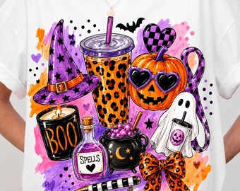 Preppy Halloween PNG, Girly Trick or Treat Sublimation Design, Leopard Pumpkin Ghost, Ghost Pumpkin Shirt, Cute Halloween Digital Download