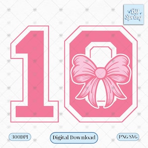 10. Geburtstag rosa kokette Schleife PNG SVG | 10 Jahre altes Geburtstags-Digital-Design