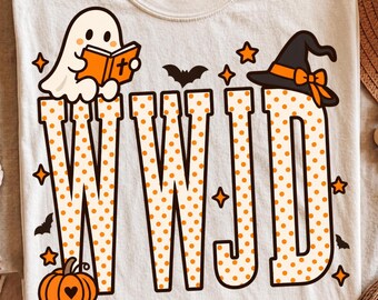 WWJD Polka Dot Cream Brown Halloween PNG, Christian Halloween Design, What Would Jesus Do PNG, Faith Fall Printable